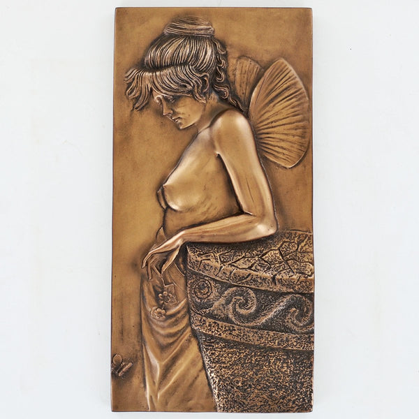 Art Deco Fairy Thought Bronze Wall Plaque - Prezents.com