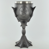 Bat Goblet by Tina Tarrant Gunmetal Resin Halloween Spooky Gothic Home Decor Large Chalice Height