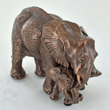Mother and Baby Elephant Cold Cast Bronze Sculpture - Prezents.com