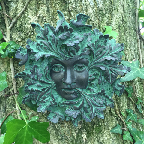 Green Spirit Verdigree Greenman Garden Wall Art by David Lawrence - Prezents.com