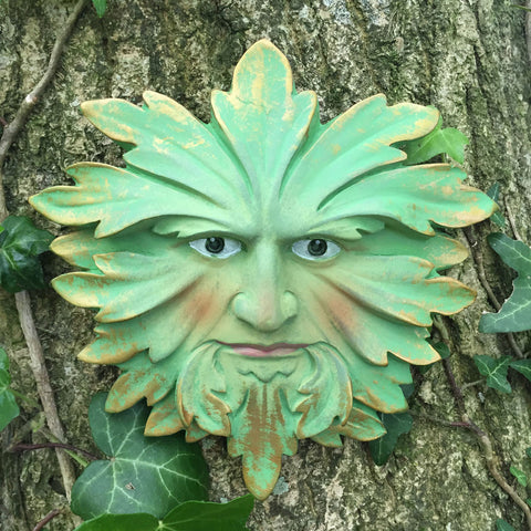 Green Fustian Greenman Garden Wall Art by David Lawrence - Prezents.com