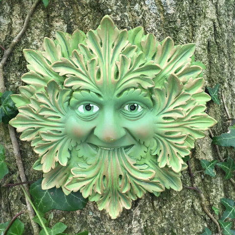 Green Foliate Greenman Garden Wall Art by David Lawrence - Prezents.com