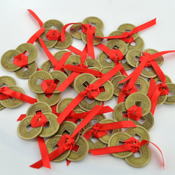 20 Sets of 3 Coins Tied With Red Ribbon Feng Shui