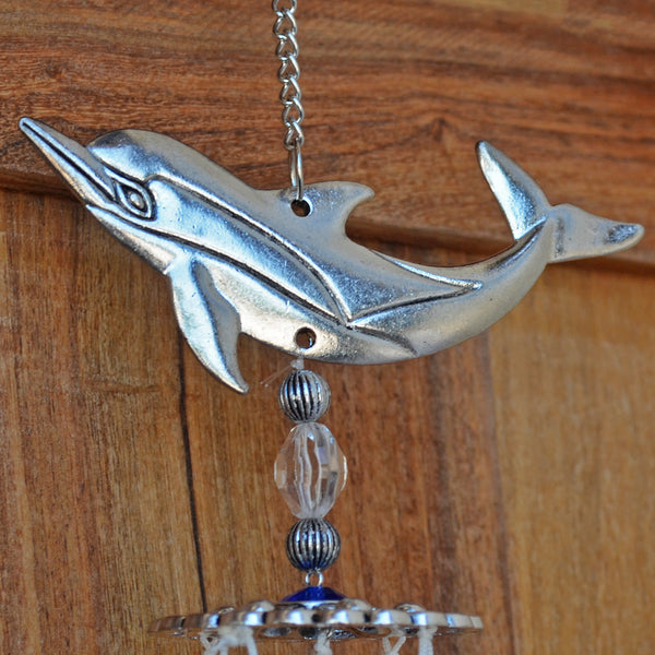 Amazing Grace 40 Inch Wind Chime - Silver - Engravable Dolphin Sail