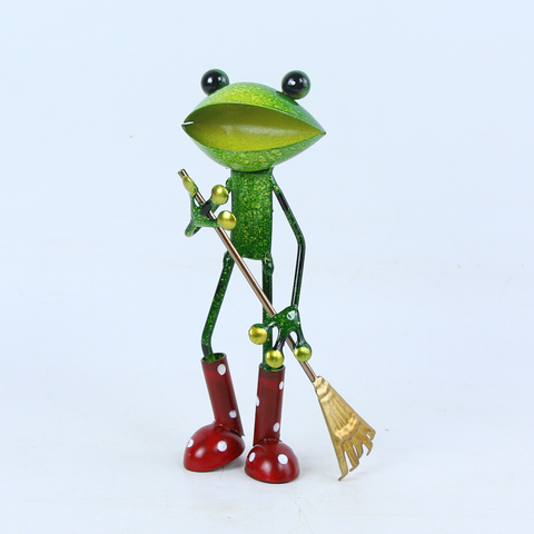 Green Frog Holding A Rake