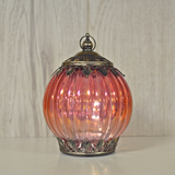 LED Purple Iridescent Moroccan Style Glass Battery Powered Lantern Home Decor Christmas 24495