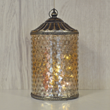 LED Pale Gold Moroccan Style Glass Battery Powered Lantern Home Decor Christmas 24491