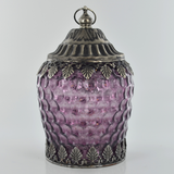 LED Purple Moroccan Style Glass Battery Powered Lantern Home Decor Christmas 24501