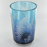 Blue Fern Large Style Silver Glass Lantern 24606