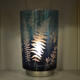 Blue Fern Large Style Silver Glass Lantern 24606