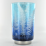 Blue Fern Large Style Silver Glass Lantern 24606