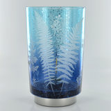 Blue Fern Large Style Silver Glass Lantern 24607