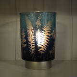 Blue Fern Large Style Silver Glass Lantern 24607