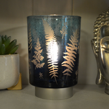 Blue Fern Large Style Silver Glass Lantern 24607