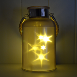 Star Style Pink Glass LED Lantern Wedding Decor Battery Powered Home Christmas 24613