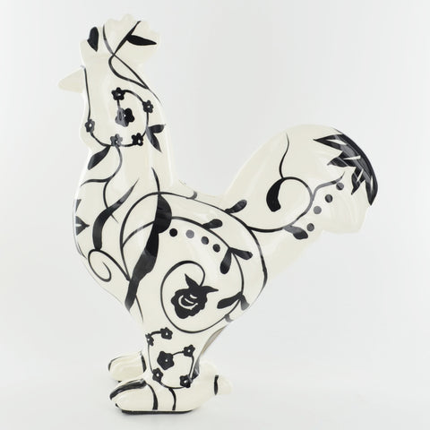 Pomme Pidou Edison the Rooster Animal Euro Money Bank - Black and White Swirls - Prezents.com