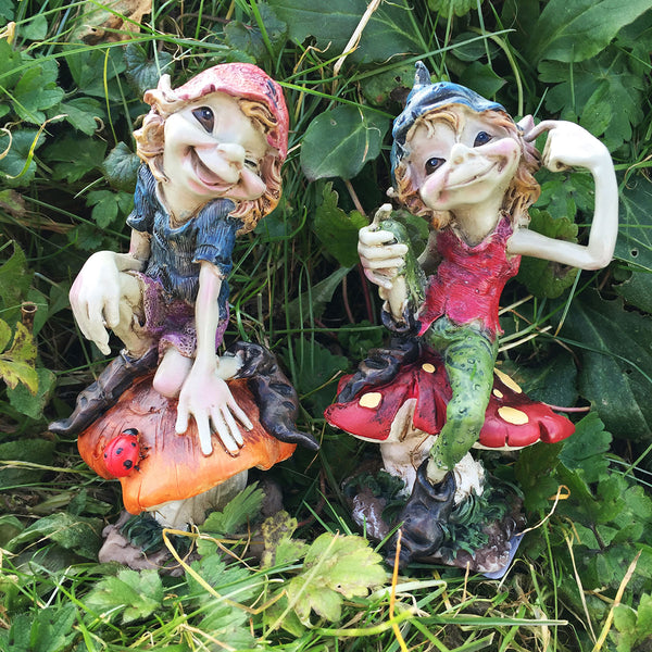 Pixies Sat on Mushrooms Set of 2 by Anthony Fisher - Prezents.com