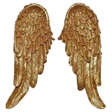 Pair of Gold Wall Hanging Feathered Angel Wings Decorative Wall Plaques