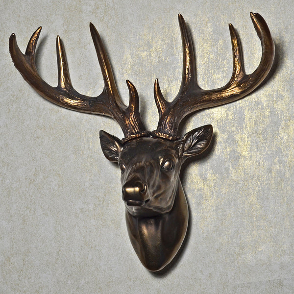 Large Stag Head Bronze Wall Sculpture