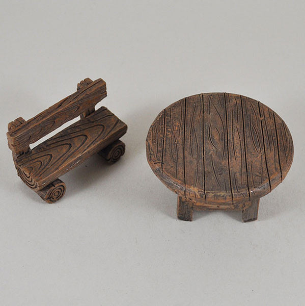 Miniature Wooden Table and Chair Set for the Fairy Garden - Prezents.com