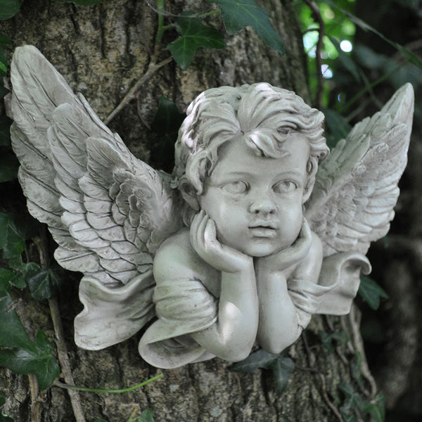 Cherub Angel Resting on Hands Wall Sculpture - Prezents.com