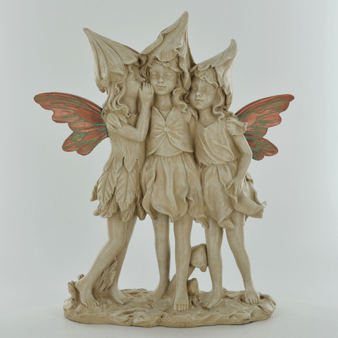 Forest Fairies Whisper Copper Winged White Sculpture Figurine Art Deco Girl Garden Home Decor Gift