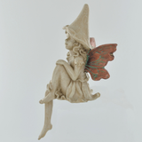Forest Fairy Shelf Sitter Copper Winged White Sculpture Figurine Art Deco Girl Garden Home Decor Gift