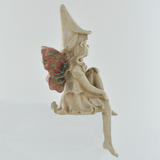 Forest Fairy Shelf Sitter Copper Winged White Sculpture Figurine Art Deco Girl Garden Home Decor Gift