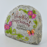 'Grandkids Always Welcome' Stone Garden Decor Gift Idea Accessory Novelty Grandparents Home