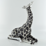 Single Sitting Silver Giraffe Sculpture