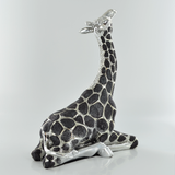 Single Sitting Silver Giraffe Sculpture