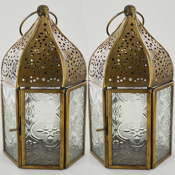 Moroccan Style Brass Lanterns Set of Two - Prezents.com