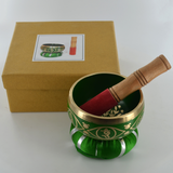 Tree of Life - Green Metal Singing Bowl With Cushion & Mallet H6cm