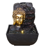 Indoor Water Fountain Golden Buddha Bust With LED Light - Prezents.com