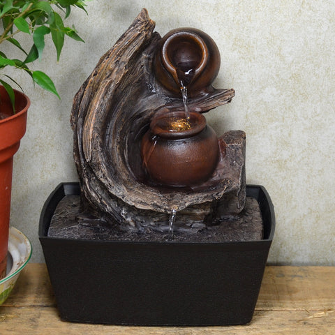 Indoor Water Fountain Pots Cascade with Wood Effect - Prezents.com