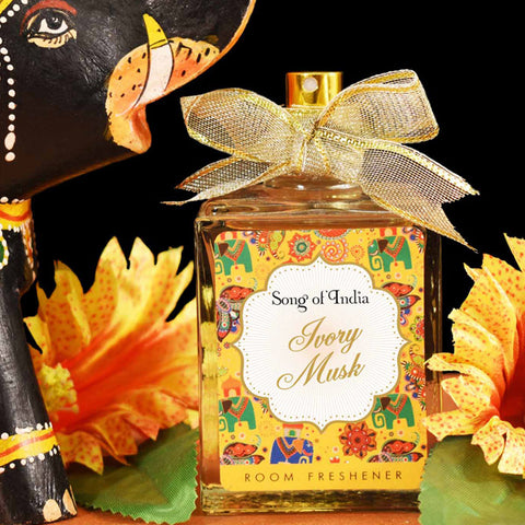 Ivory Musk Room Freshener Spray in Decorative Glass Bottle 100ml - Prezents.com