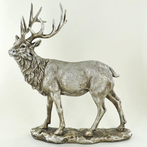 Large Highland Stag Silver Sculpture - Prezents.com