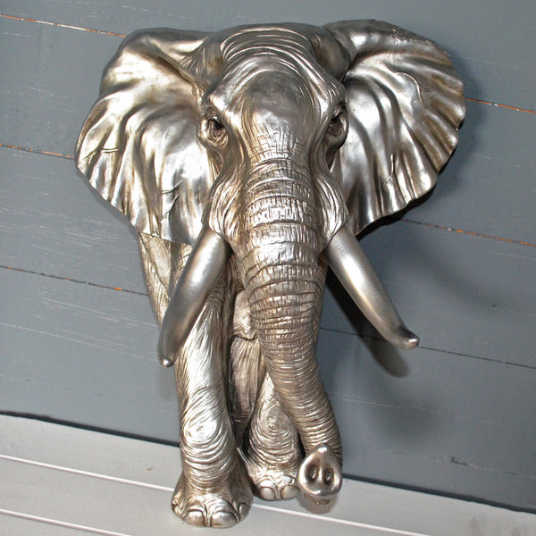 Elephant Silver Wall Plaque - Prezents.com