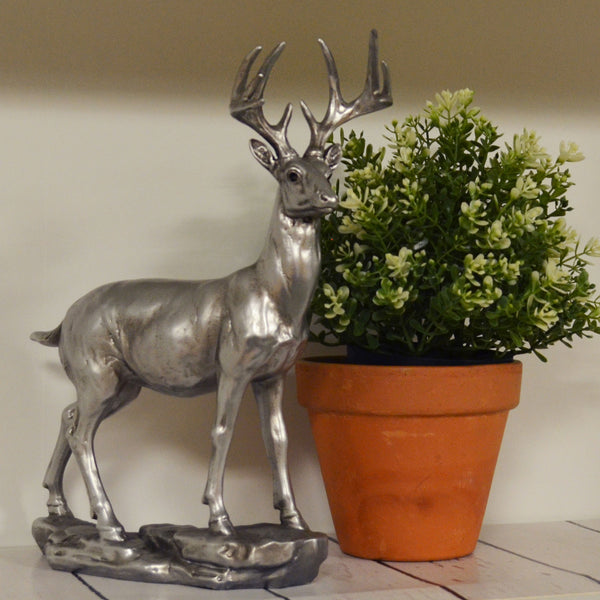 Large Stag Silver Sculpture - Prezents.com