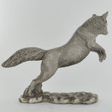 Large Jumping Fox Silver Sculpture - Prezents.com