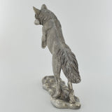 Large Jumping Fox Silver Sculpture - Prezents.com
