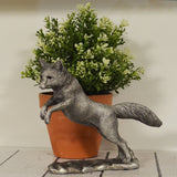 Large Jumping Fox Silver Sculpture - Prezents.com