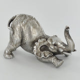 Elephant Arching Silver Sculpture