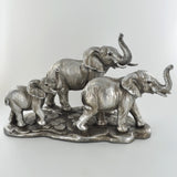 Elephant Family of Three Silver Sculpture