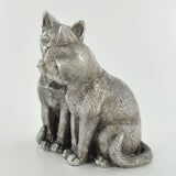 Pair of Cats Silver Sculpture