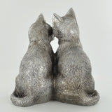 Pair of Cats Silver Sculpture