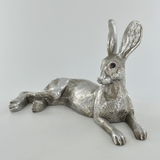 Bluebell Hare Antique Silver Effect Sculpture by Harriet Glen