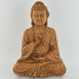 Small Wood Effect Sitting Buddha Sculpture - Prezents.com
