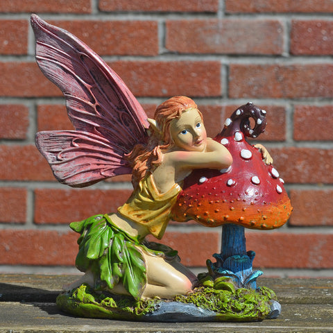 Summer Fairy, Knelt on Toadstool - Prezents.com