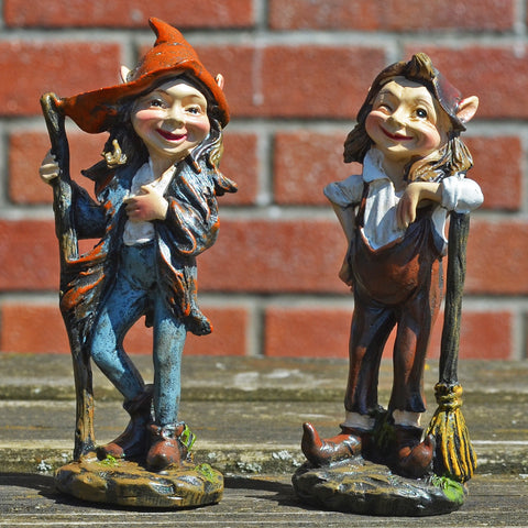 Elf Pair with Stick & Brush - Prezents.com
